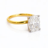 Julie... Long Cushion Cut Lab-Grown Diamond Ring In Two-Tone 18ct Gold