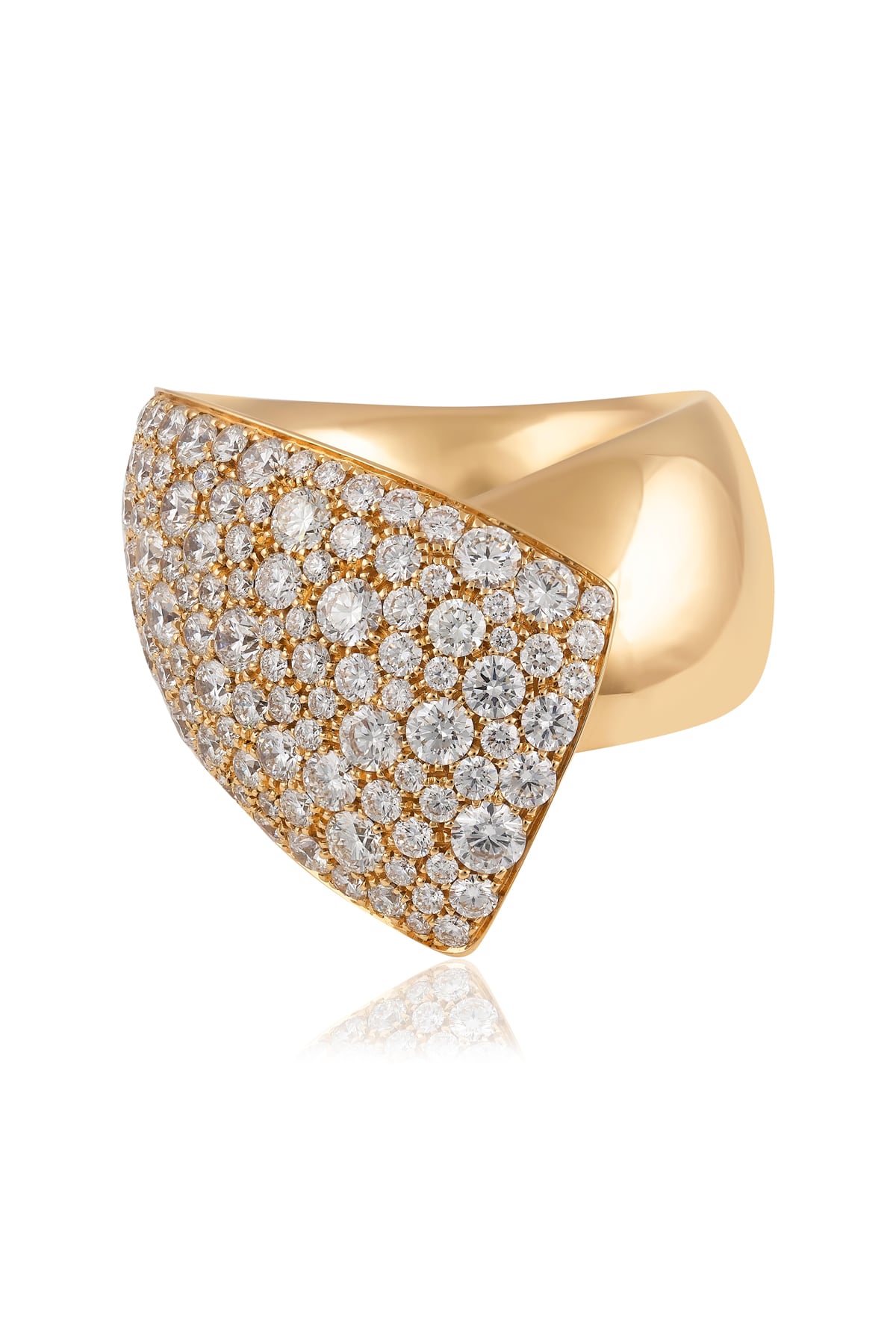 Large Diamond Pave Set Fancy Shaped Ring In 18 Carat Yellow Gold from LeGassick Jewellery.