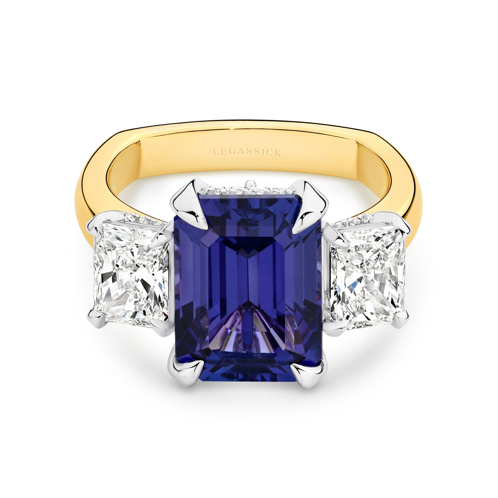Layla is a 7.43ct emerald cut natural tanzanite and diamond ring. She was designed and handcrafted by LeGassick's Master Jewellers, Gold Coast, Australia.