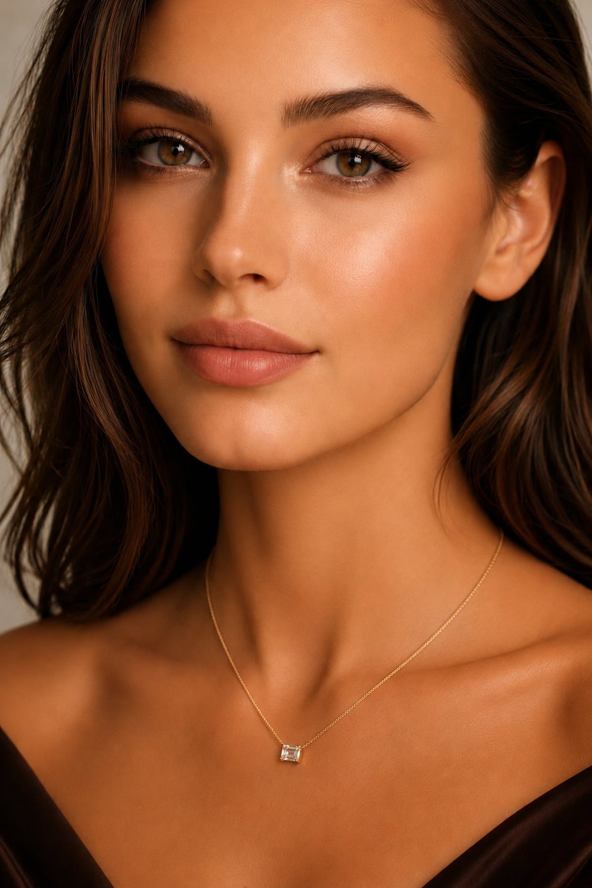 Maya... East West Lab Grown Diamond Pendant with 18 Carat Yellow Gold Chain