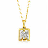 Millie... Lab Grown Diamond Letter M Pendant in Yellow Gold