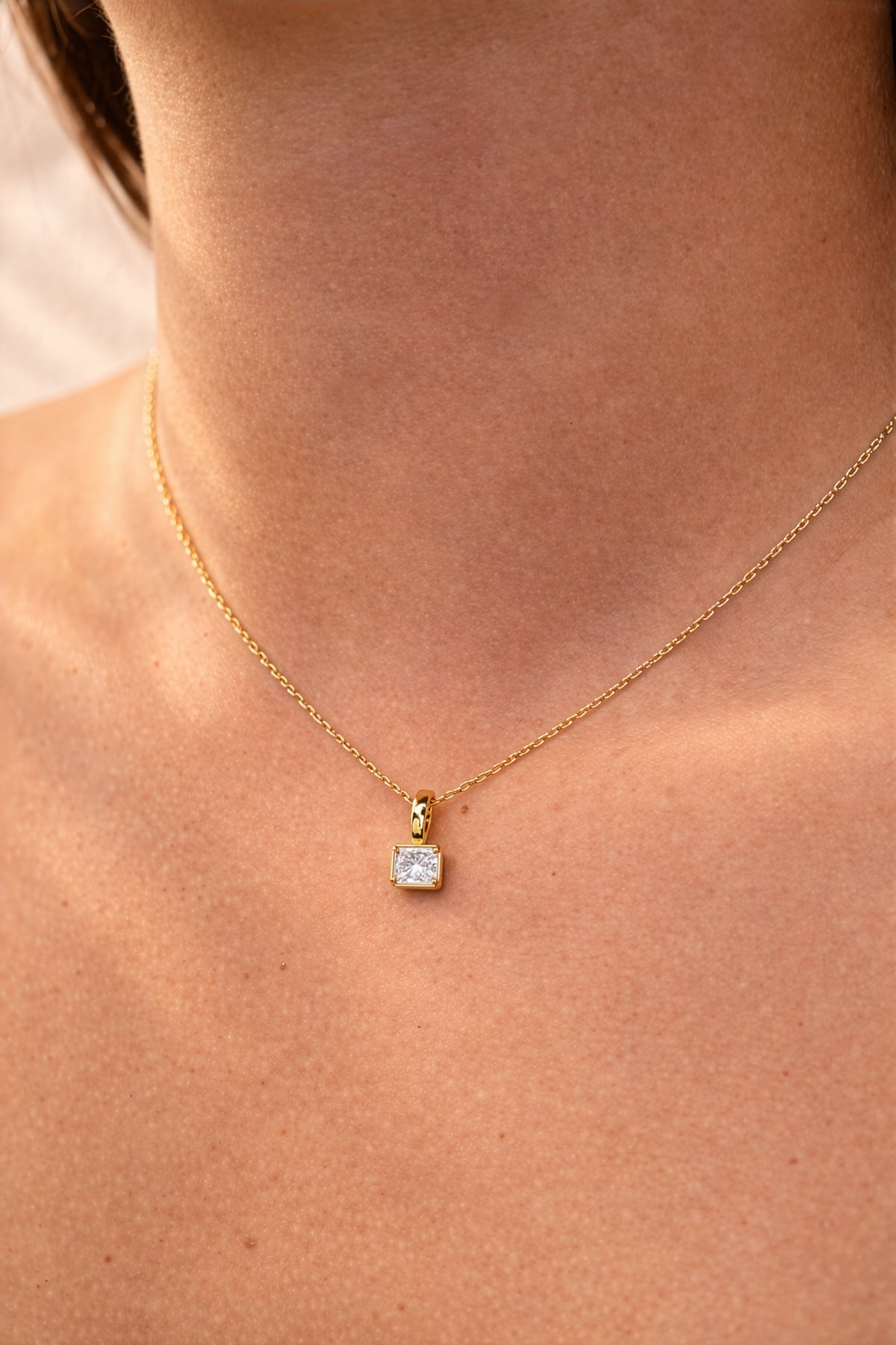 Natalie... Bezel Set Radiant Cut Lab Grown Diamond Pendant