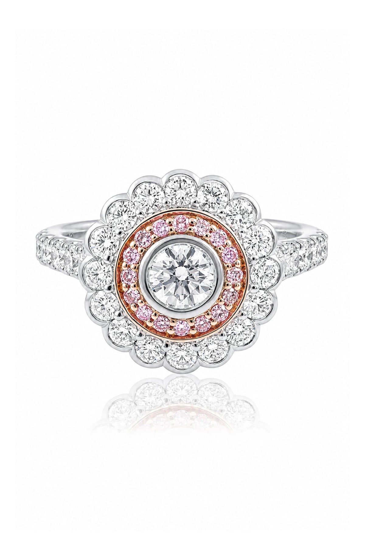 Pink & White Diamond Ring In White & Rose Gold from LeGassick Jewellery, Gold Coast, Australia.