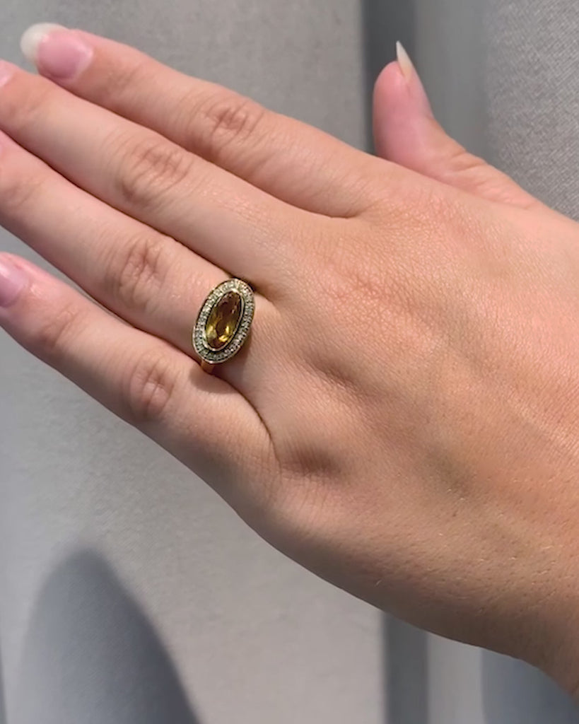 Oval Citrine & Diamond Set Ring In Yellow Gold from LeGassick Fine Jewellery.