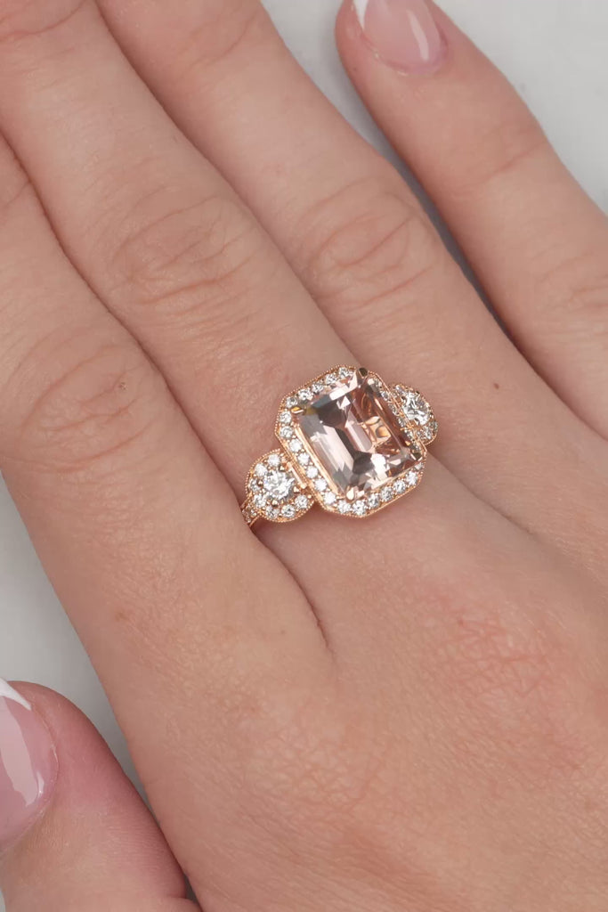 Classic Morganite and Diamond Ring Set In Rose Gold available from LeGassick Fine Jewellery, Gold Coast, Australia.