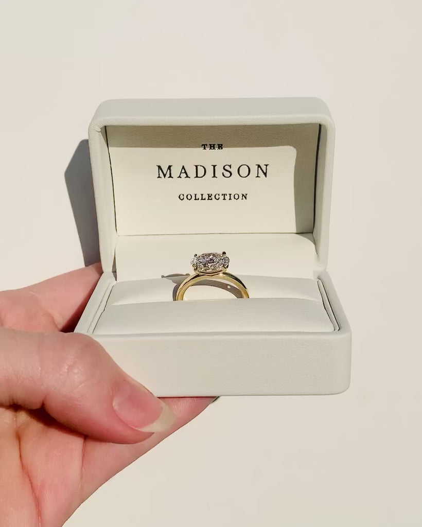 Blair... 2 Carat Oval 4 Claw Solitaire East West Lab Created Diamond Set Ring from The Madison Collection exclusive to LeGassick Jewellery.