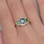 Sapphire, Tsavorite And Diamond Ring Set In 18ct Gold available from LeGassick Fine Jewellery, Gold Coast, Australia.