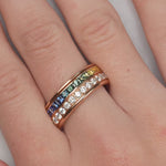 Rainbow Sapphire & Diamond Ring Set In 18ct Rose Gold from LeGassick Fine Jewellery Gold Coast, Australia.