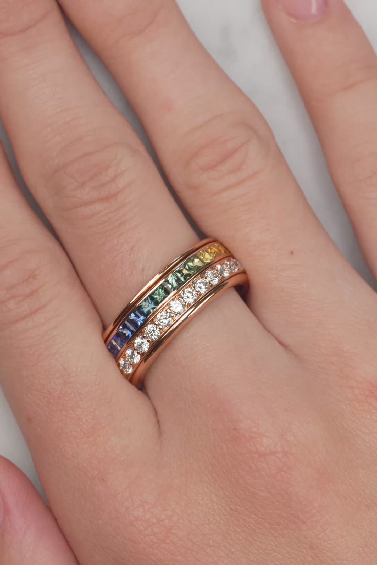 Rainbow Sapphire & Diamond Ring Set In 18ct Rose Gold from LeGassick Fine Jewellery Gold Coast, Australia.