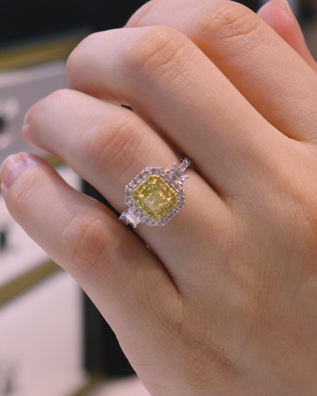 White and Yellow Gold Radiant Yellow Diamond Ring from LeGassick Jewellery, Gold Coast, Australia.