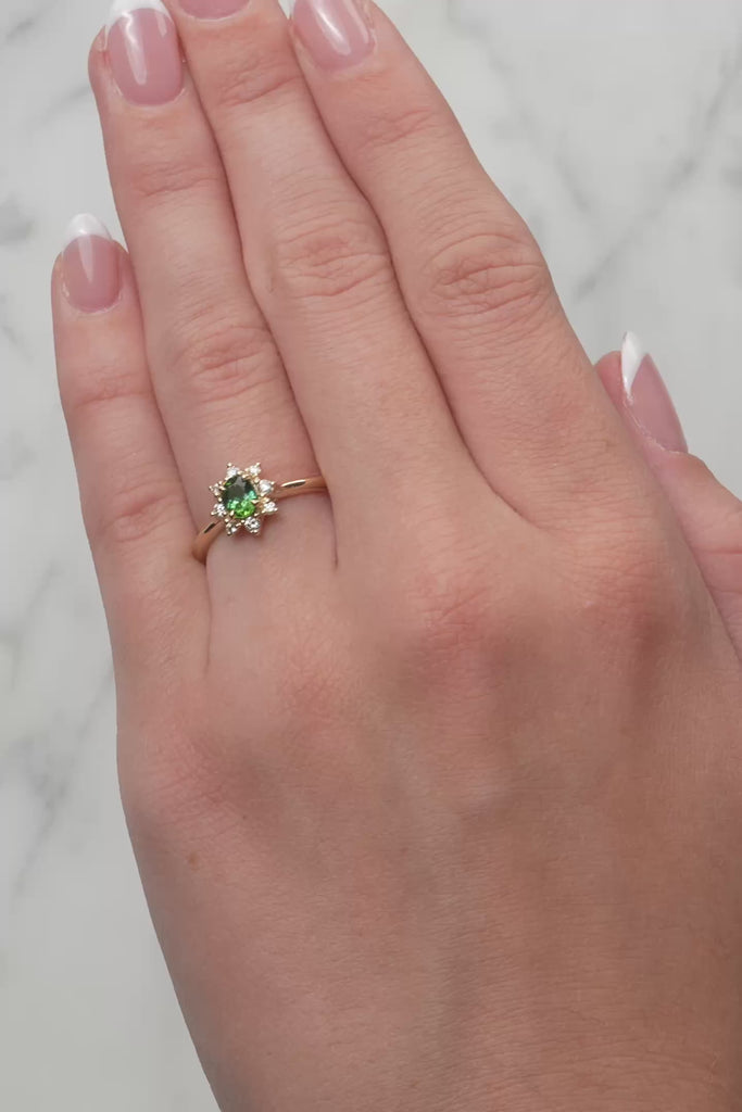Mint Tourmaline & Diamond Dress Ring in 9ct Yellow Gold from LeGassick.