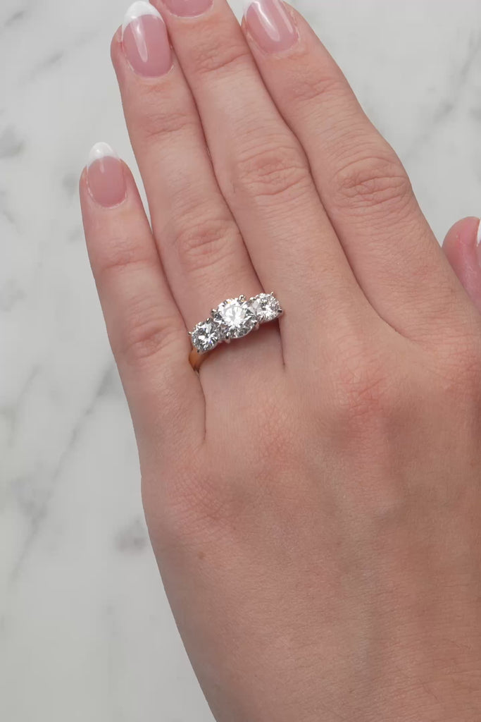 Alicia... 3.5 Carat Lab-Grown Diamond Set Trilogy Ring In 18ct Two-Tone from The Madison Collection.