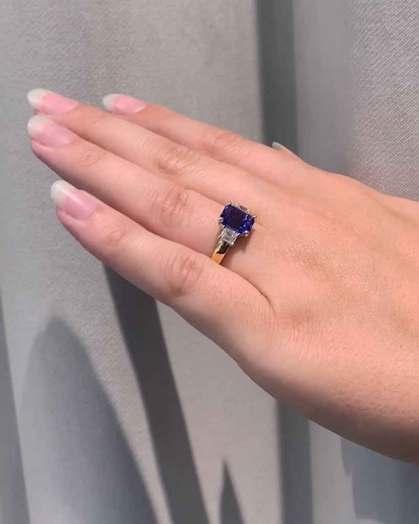 Tanzanite & Diamond Set Ring In 18 Carat Yellow Gold & White Gold from LeGassick Fine Jewellery.