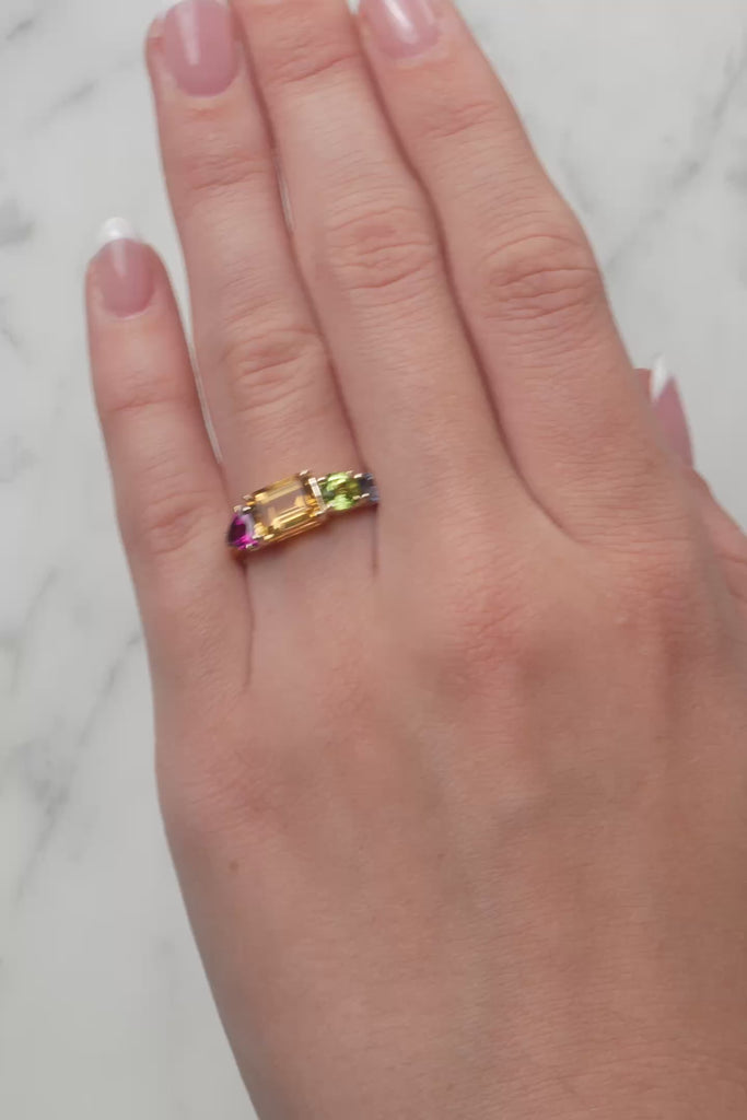 Radiant Multi-Gemstone Dress Ring in 9ct Yellow Gold from LeGassick.