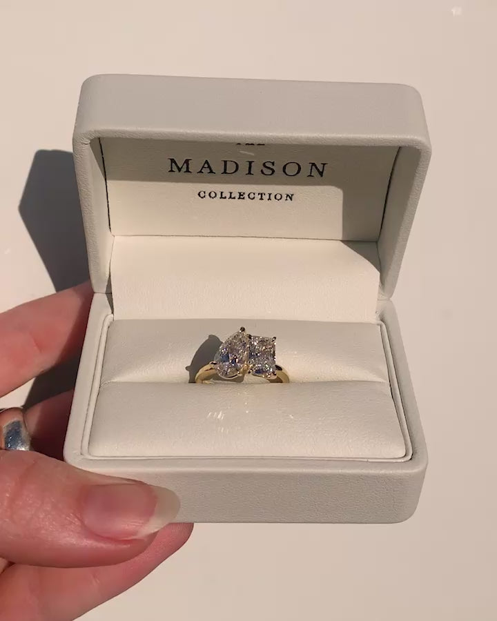 Olsen... 1.51 carat Pear & 1.51 carat Radiant Cut Lab Created Diamond Set Ring from The Madison Collection and exclusive to LeGassick.