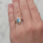 Opal, London Blue Topaz & Diamond Dress Ring in 9ct Yellow Gold from LeGassick.