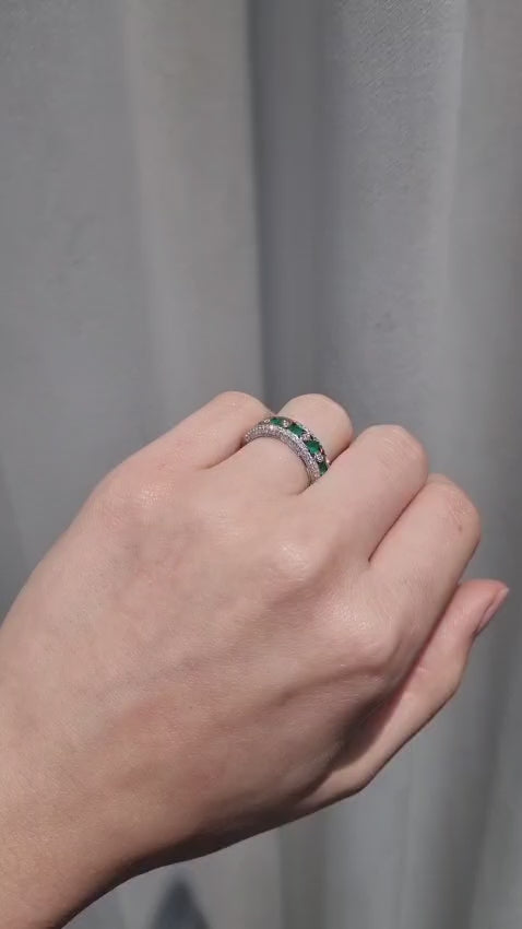 Emerald and Diamond Dress Ring In 18ct White And Yellow Gold available from LeGassick Jewellery, Gold Coast, Australia. Showrooms at Pacific Fair and Runaway Bay Centre.