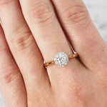 Lady wearing a Diamond Cluster Ring in 18ct Yellow & White Gold