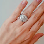 Pavé Diamond Tapered Dress Ring in 18ct White Gold on a lady's finger