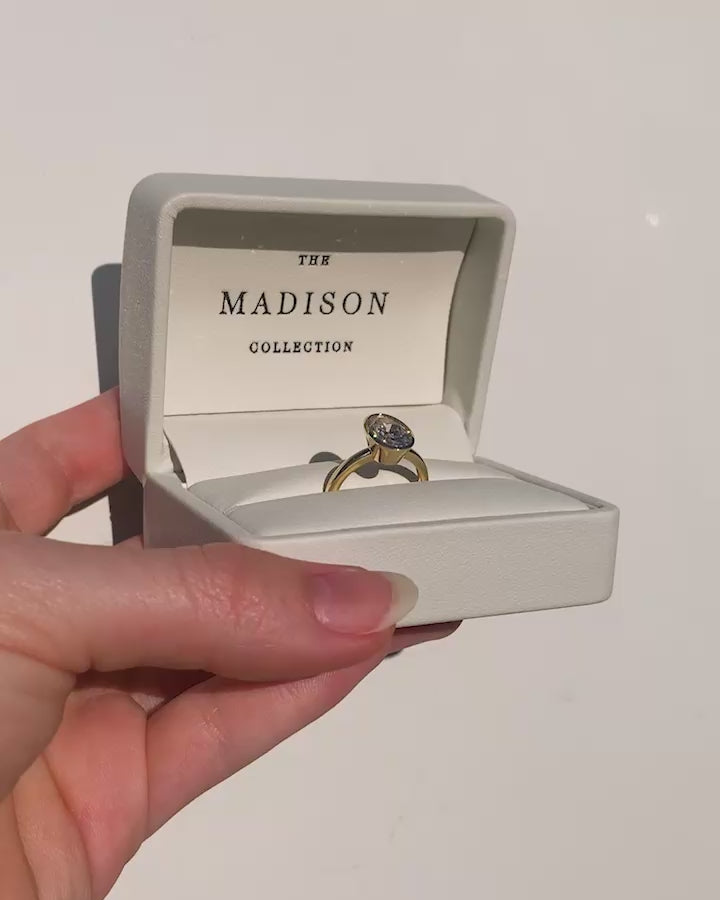 Sophia... 2.00 Carat Oval Bezel Rubover Solitaire Diamond Set Ring from The Madison Collection and exclusive to LeGassick.