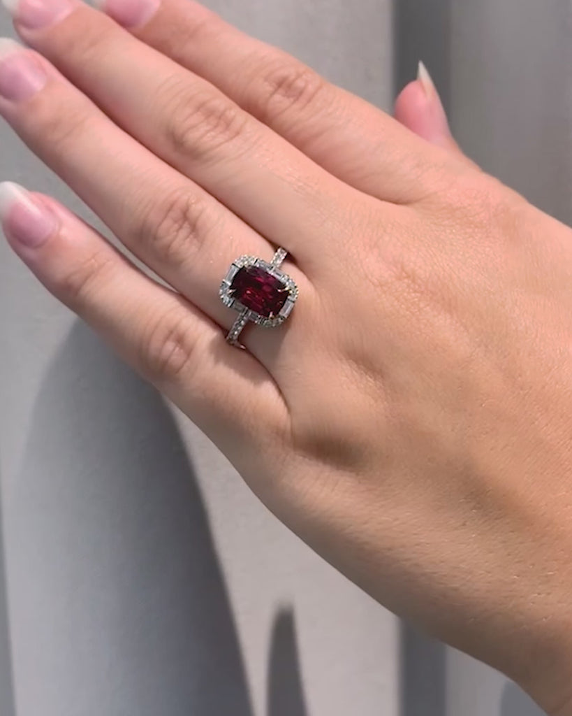 Malaya Garnet & Diamond Set Ring In 18K White & Rose Gold from LeGassick Fine Jewellery.