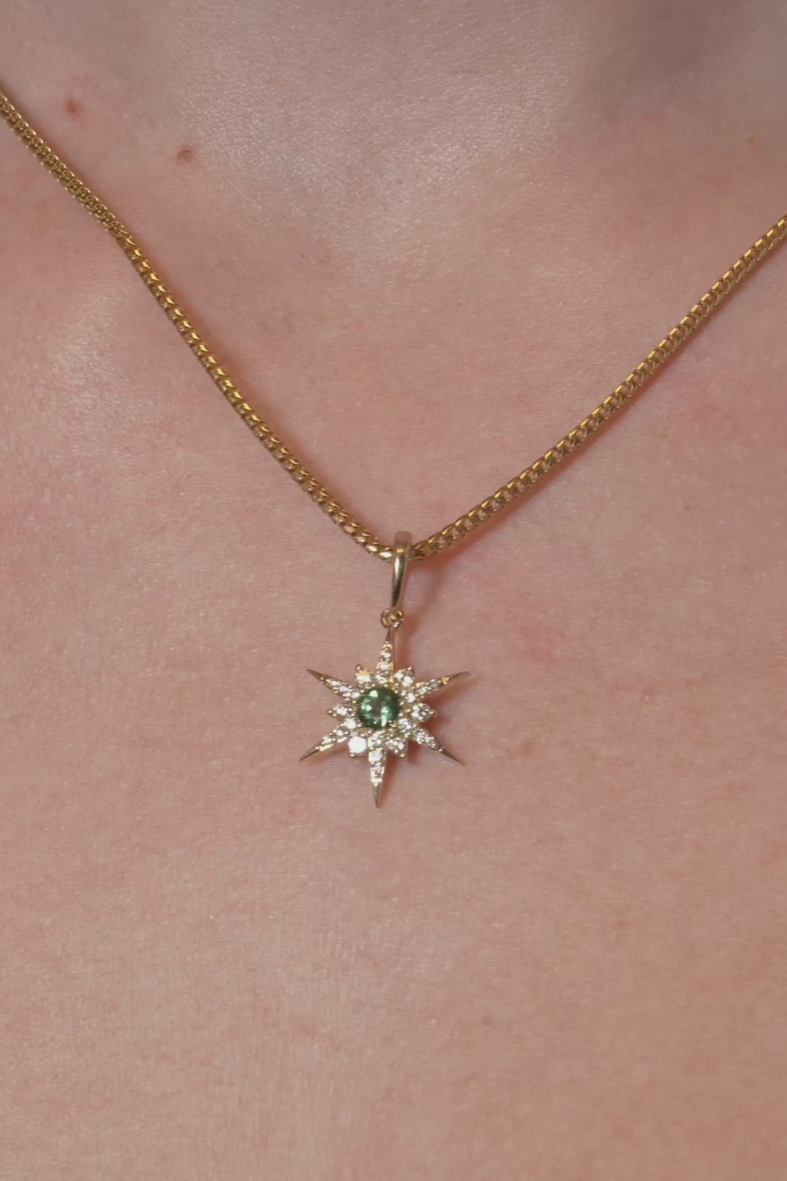 Mint Tourmaline & Diamond Star Pendant in 9ct Yellow Gold from LeGassick