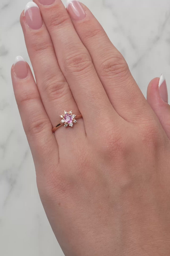 Pink Sapphire & Diamond Ring In Rose Gold from LeGassick.