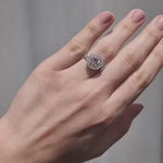 Pink Morganite & Diamond Double Halo Ring available from LeGassick Fine Jewellery, Gold Coast, Australia. Showrooms at Pacific Fair and Runaway Bay Centre.