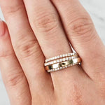 Lady wearing a Multi-Layer Diamond Ring set in 18ct Yellow Gold