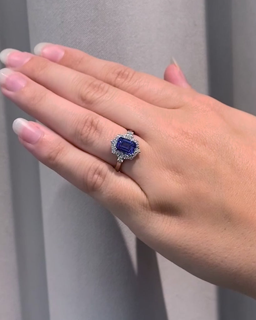 Tanzanite & Diamond Set Ring In 18 Carat White Gold from LeGassick Fine Jewellery.