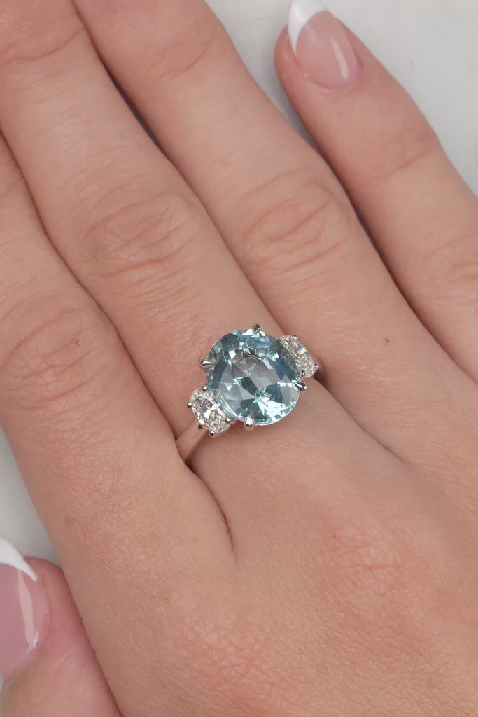 Natural Aquamarine & Diamond Ring Set In 18ct White Gold available from LeGassick Fine Jewellery, Gold Coast, Australia.