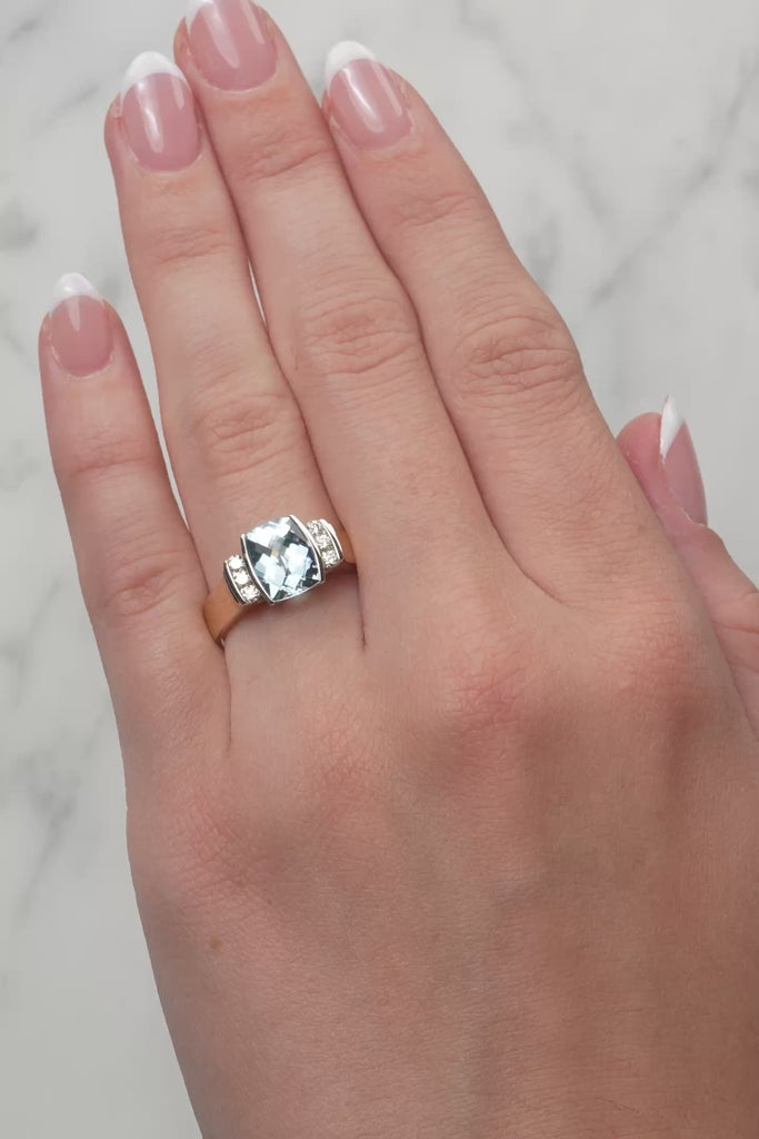 Aquamarine & Diamond Dress Ring in 9ct Two-Tone Gold from LeGassick.