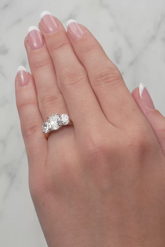 Rihanna.... 3.5 Carat Oval Lab Grown Diamond Trilogy Ring from The Madison Collection.