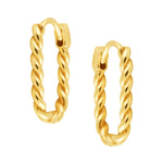 Rectangle Shaped Twisted Gold Huggie Earrings from LeGassick Jewellery Gold Coast.