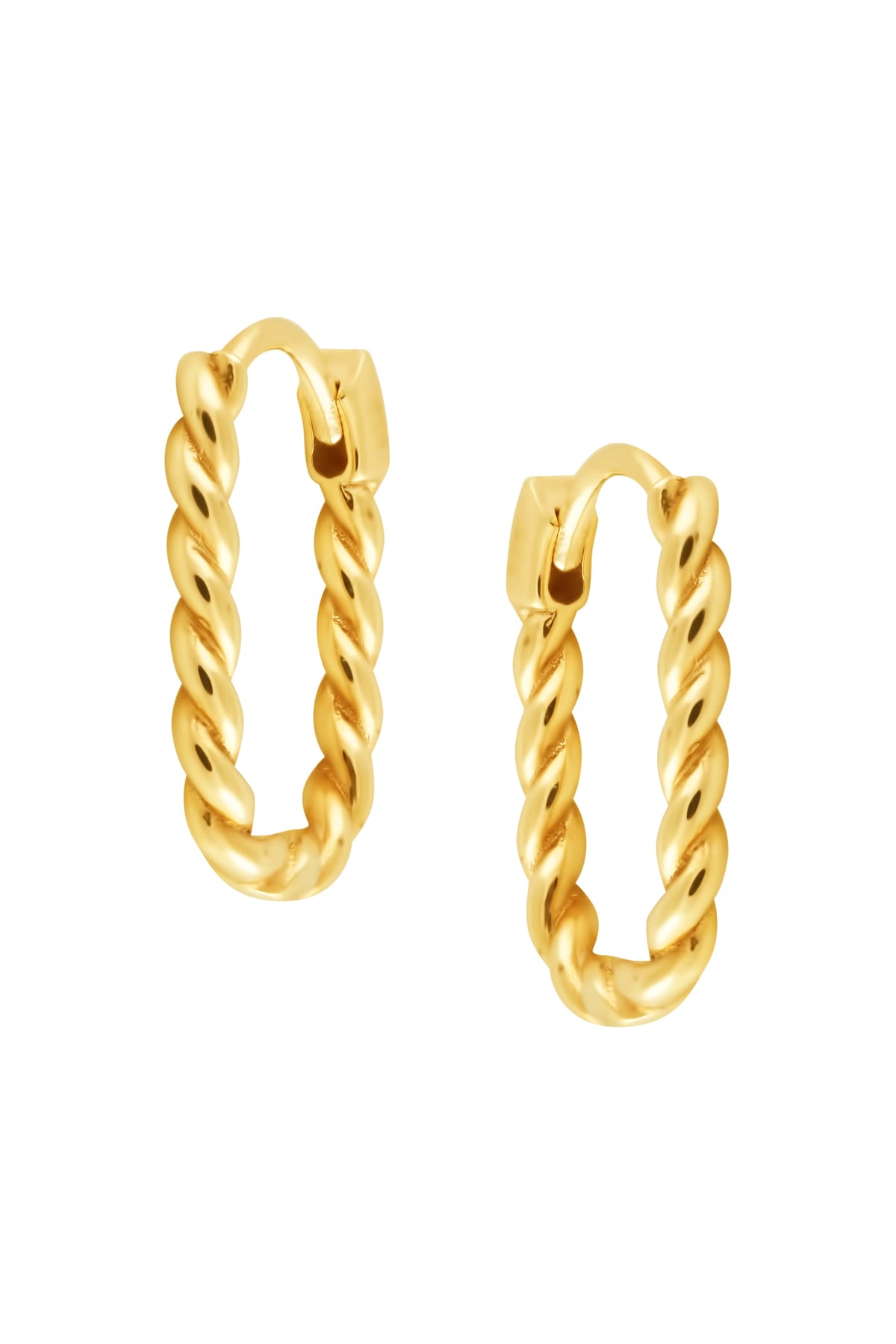 Rectangle Shaped Twisted Gold Huggie Earrings from LeGassick Jewellery Gold Coast.