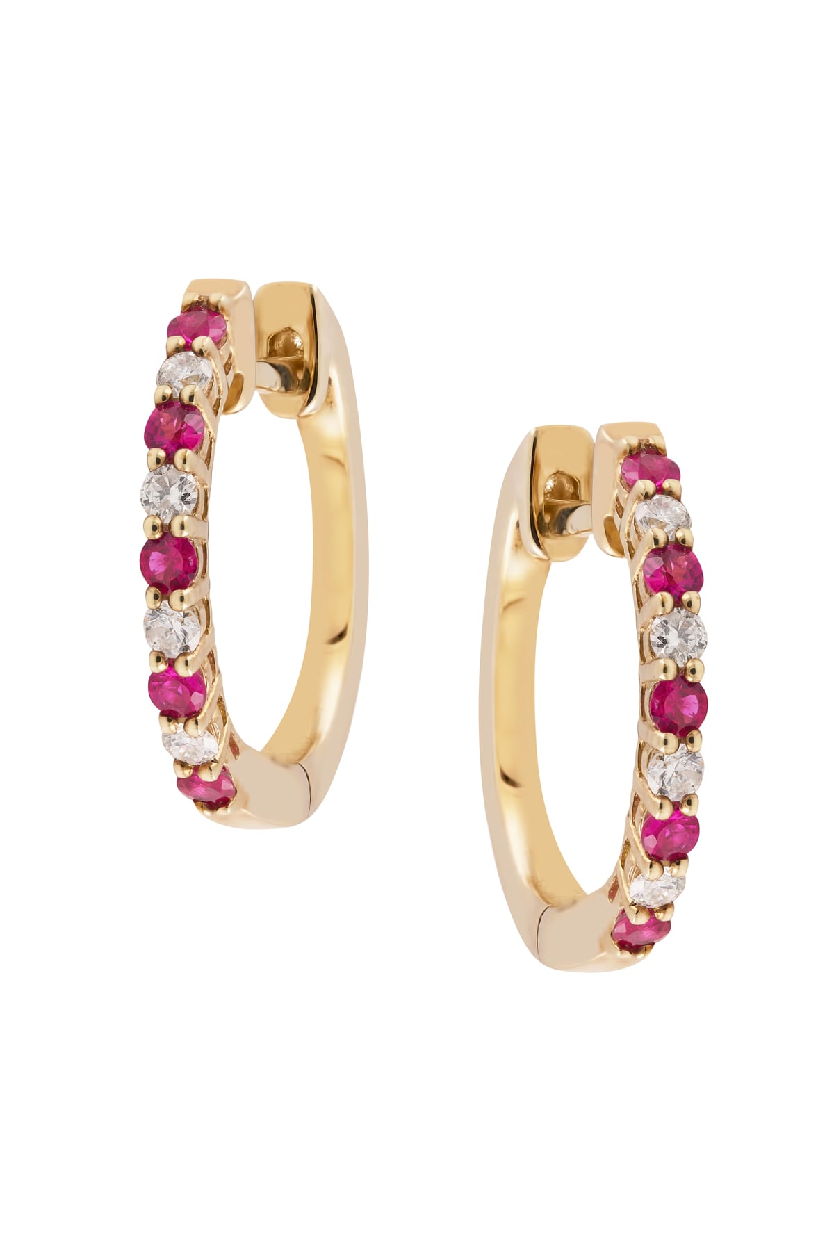 Ruby And Diamond Set Huggie Style Earrings from LeGassick Jewellery.