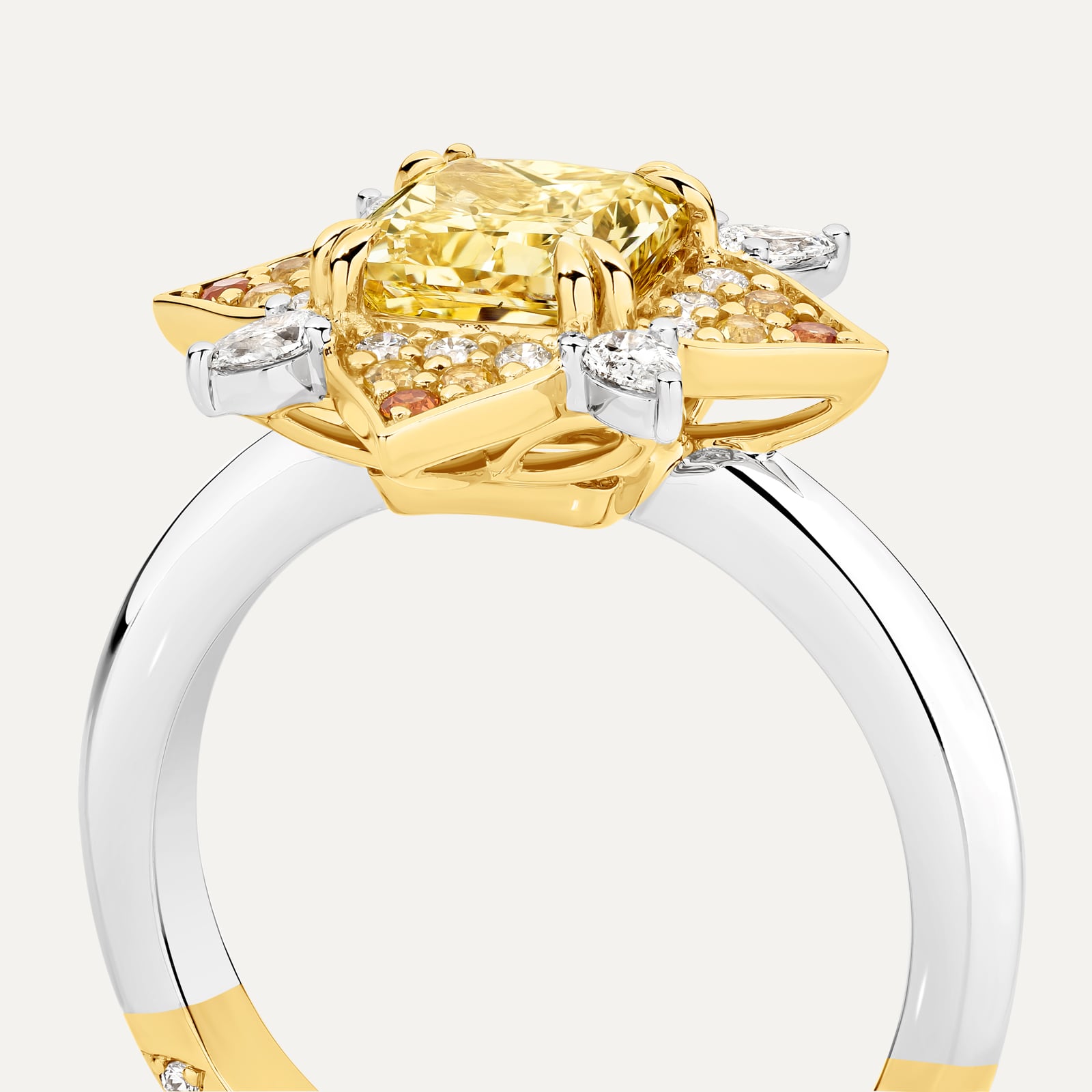 The Stella ring. A 1.5ct natural radiant-cut fancy intense yellow diamond ring. A member of The Beyond Luxury Collection from LeGassick.