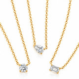East-West Oval Diamond Solitaire Necklace in Yellow Gold