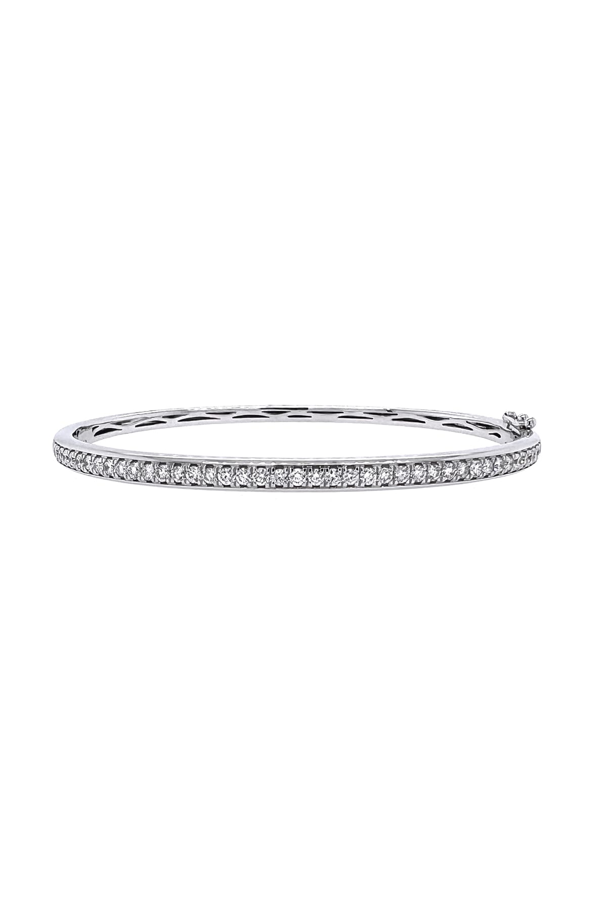White Gold Oval Hinged Diamond Set Bangle available at LeGassick Diamonds and Jewellery Gold Coast, Australia.