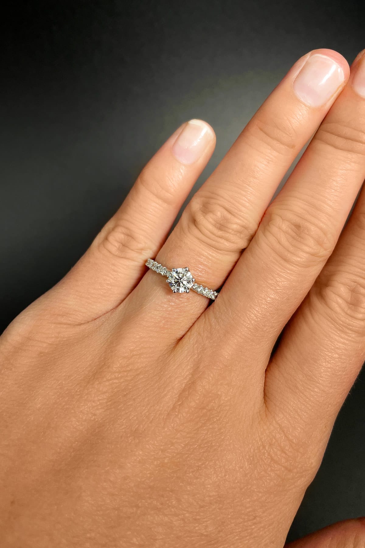 Round solitaire ring hot sale with diamond band