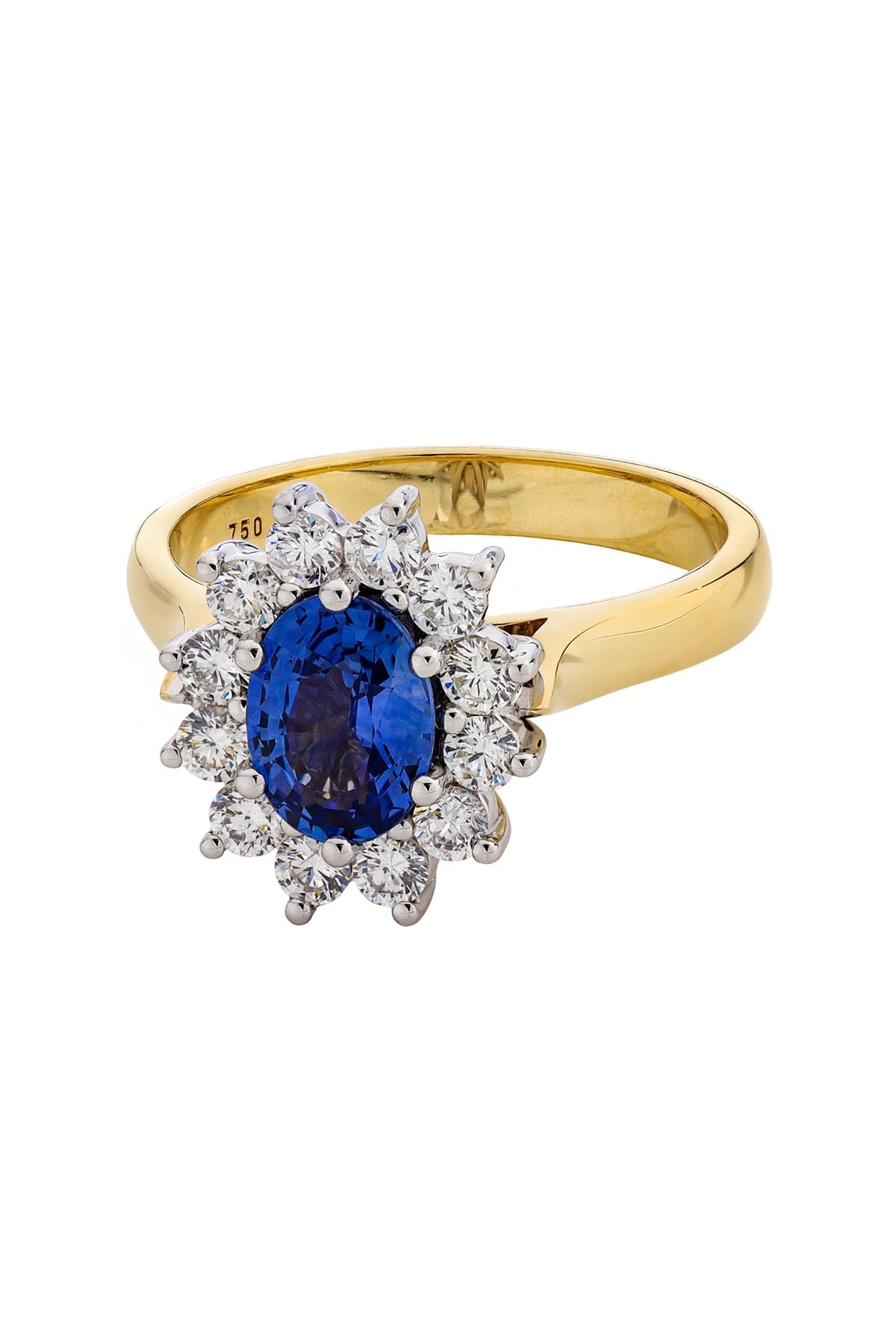 18 Carat Gold Ceylon Sapphire And Diamond Cluster Ring available at LeGassick Diamonds and Jewellery Gold Coast, Australia.