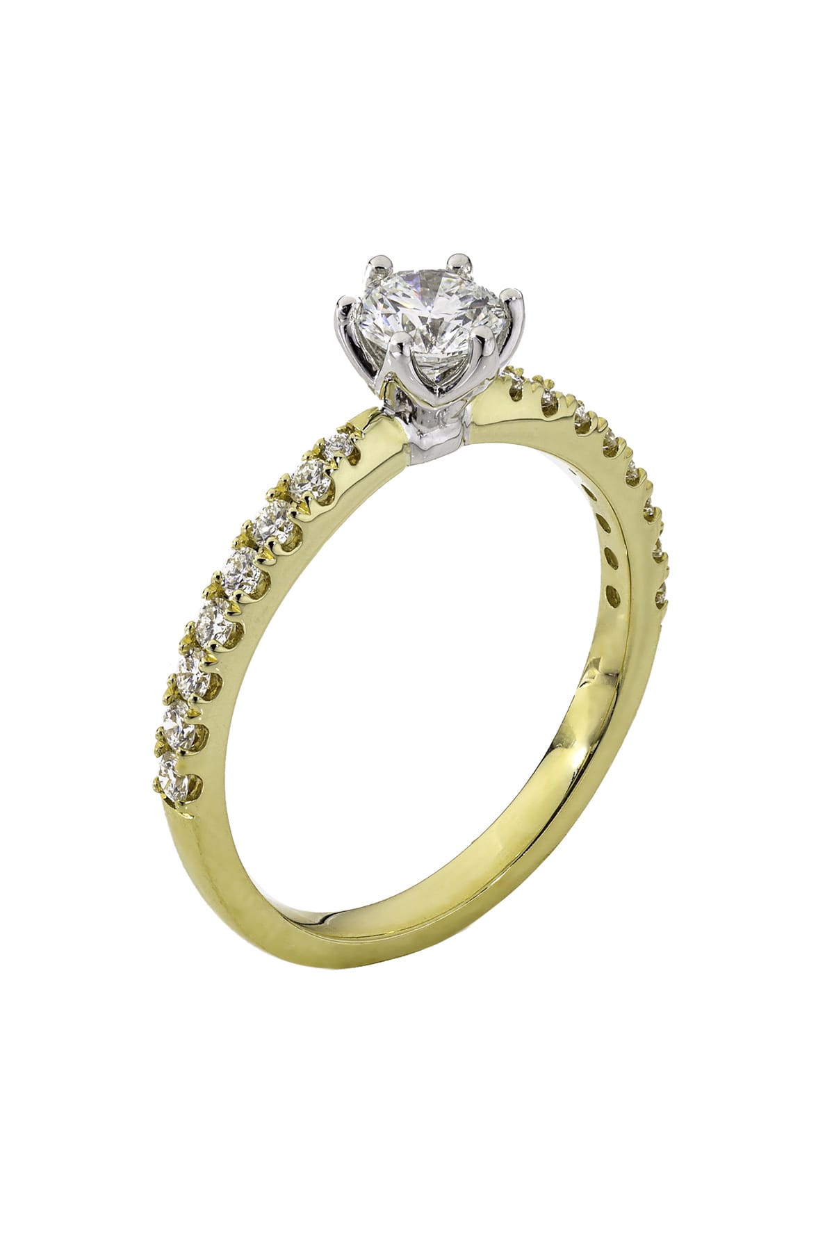 18 Carat Gold And 0.70 Carat Diamond Engagement Ring with Diamond Band available at LeGassick Diamonds and Jewellery Gold Coast, Australia.