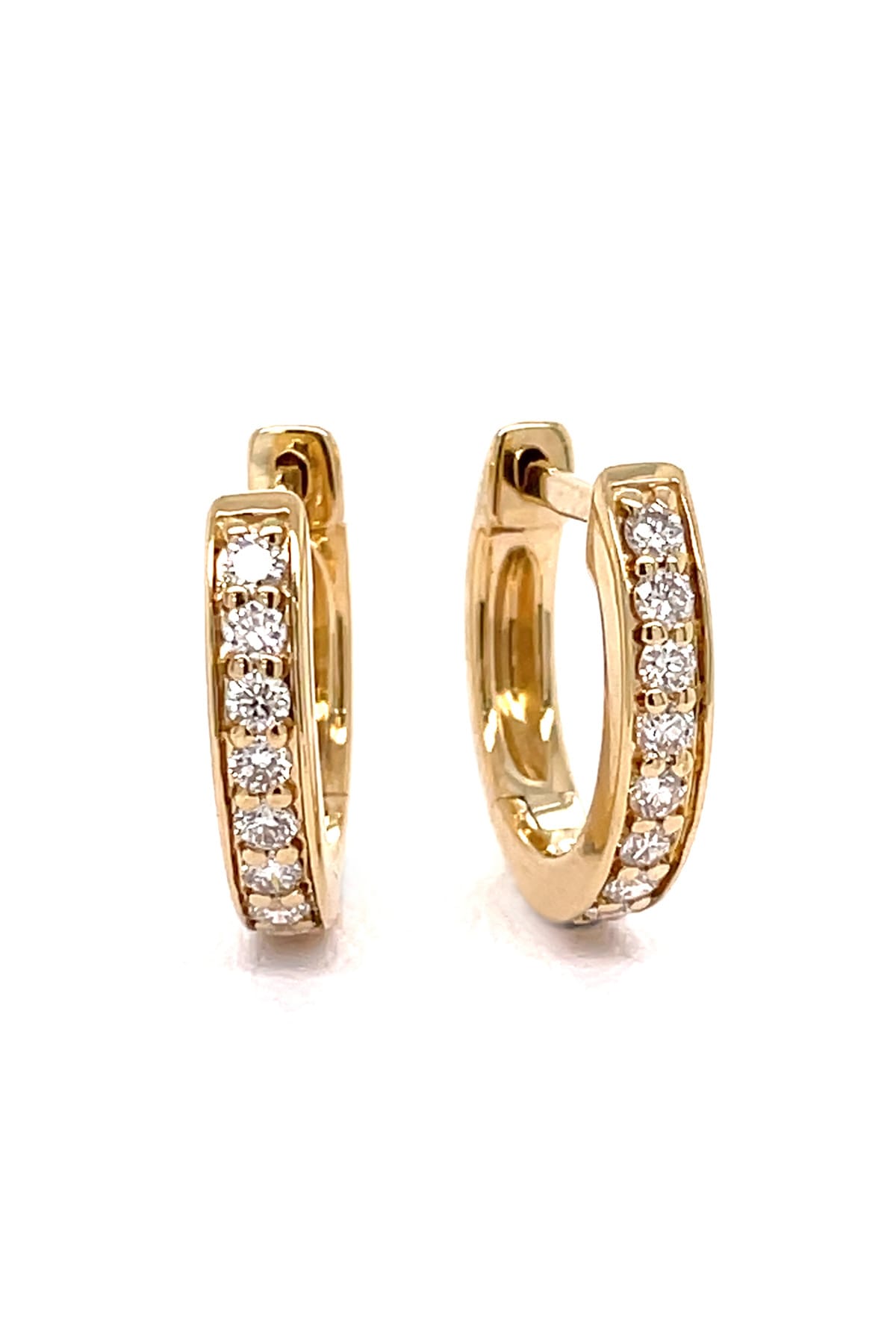 18 Carat Yellow Gold Diamond Huggie Earrings available at LeGassick Diamonds and Jewellery Gold Coast, Australia.