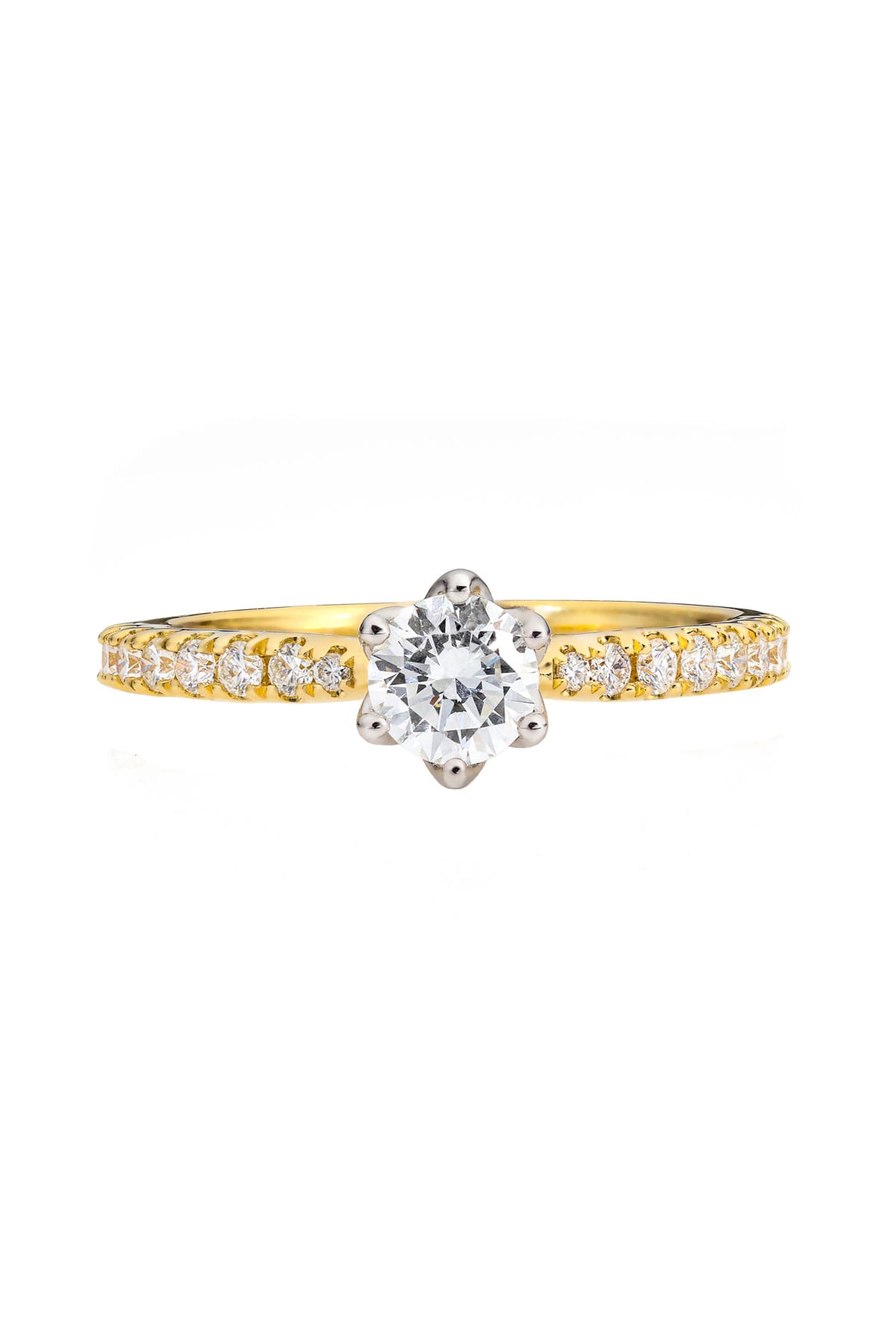 18 Carat Gold With 0.51 Carat Round Diamond Engagement Ring And Diamond Band available at LeGassick Diamonds and Jewellery Gold Coast, Australia.