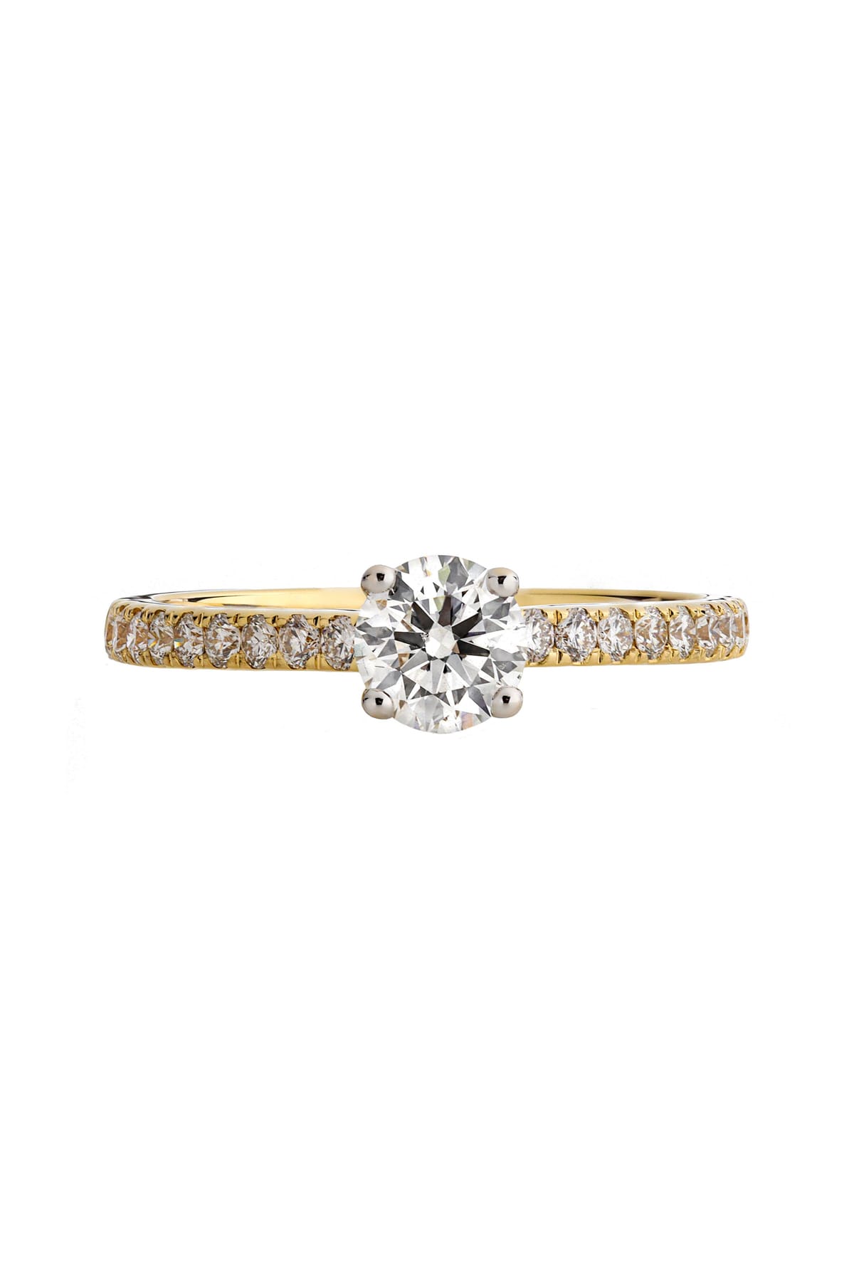 18ct Gold 0.51ct 4 Claw Round Diamond Engagement Ring with Diamond Band available at LeGassick Diamonds and Jewellery Gold Coast, Australia