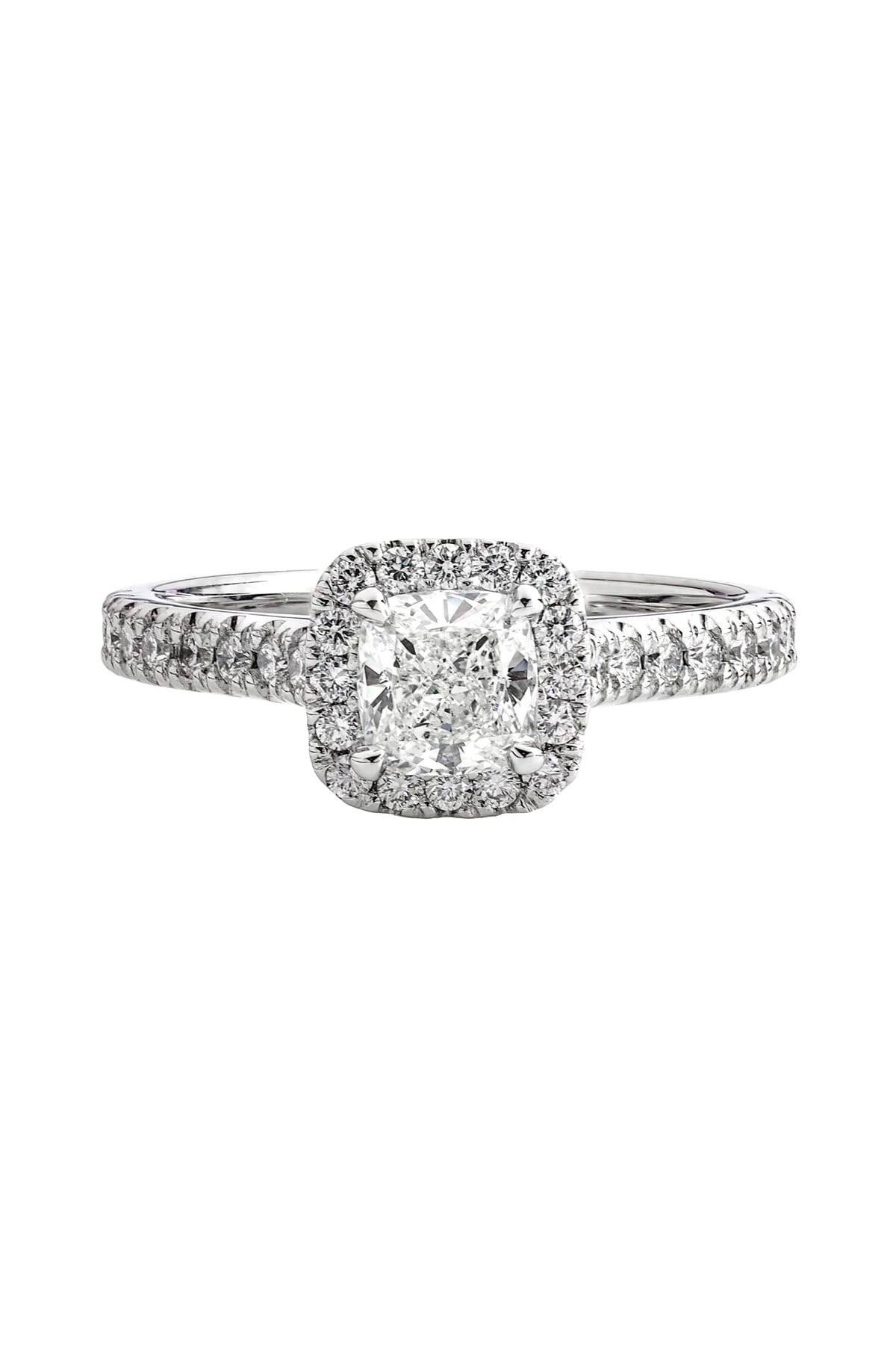18 Carat Gold Cushion Halo Diamond Engagement Ring available at LeGassick Diamonds and Jewellery Gold Coast, Australia