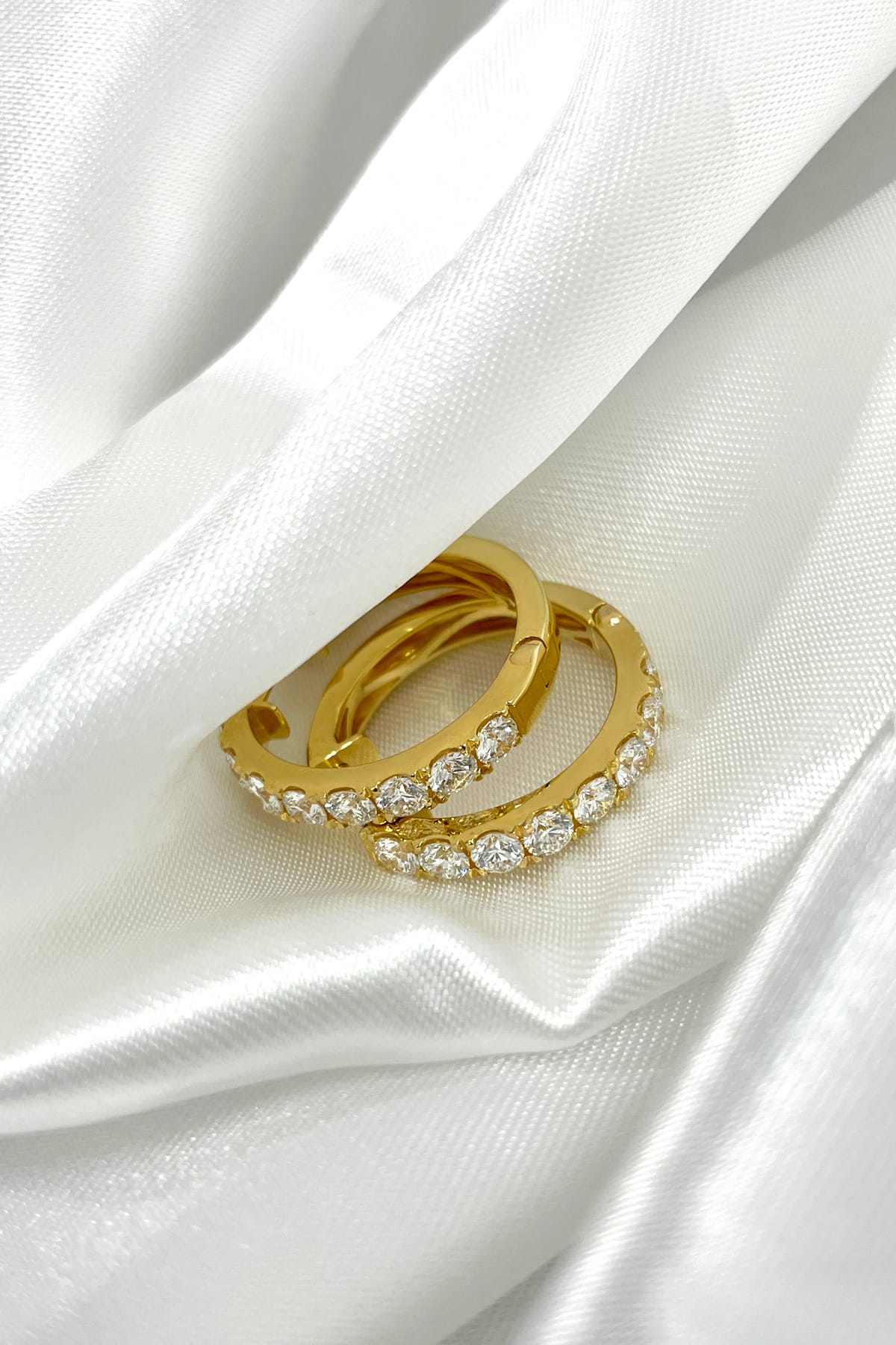 18 Carat Yellow Gold Diamond Set Hoop Earrings available at LeGassick Diamonds and Jewellery Gold Coast, Australia.
