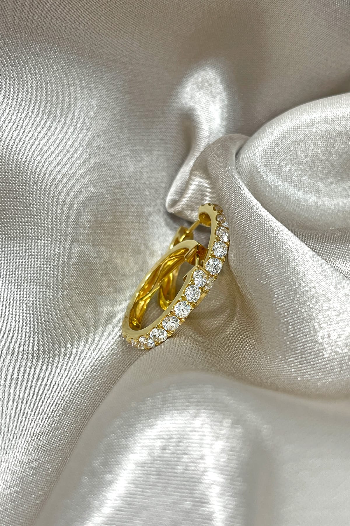 18 Carat Yellow Gold Diamond Set Hoop Earrings available at LeGassick Diamonds and Jewellery Gold Coast, Australia.