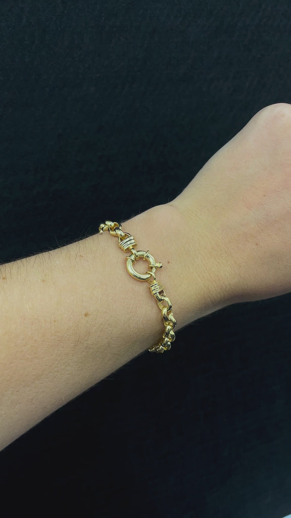 9 Carat Yellow Gold Oval Belcher Style Bracelet With Bolt Ring Clasp available at LeGassick Diamonds and Jewellery Gold Coast, Australia.