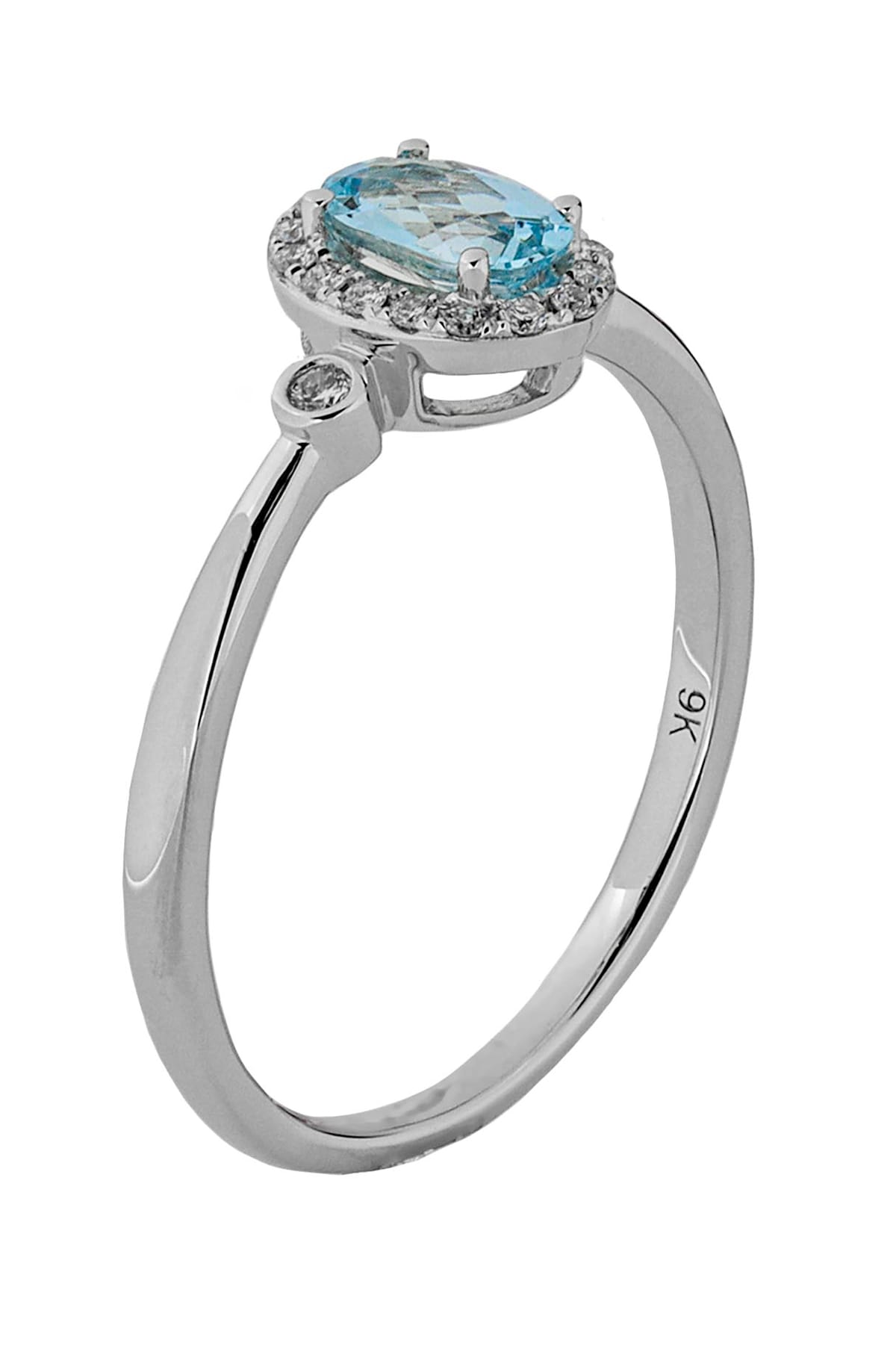 9 Carat Gold Aquamarine and Diamond Halo Ring available at LeGassick Diamonds and Jewellery Gold Coast, Australia.
